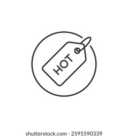 This icon symbolizes commerce engagement, showcasing a tag design that highlights special offers or trending deals, drawing instant consumer interest effectively