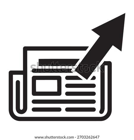 This icon symbolizes positive news growth, media impact, market trends, or report increases. Clean and versatile graphic.