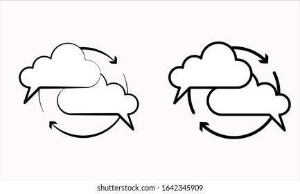 This is an icon, two clouds for and a cycle of information storage