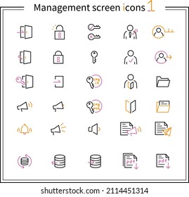 This icon is used for management screens. It is drawn with three color lines