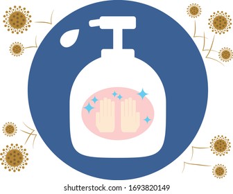 This is an iconic illustration of hand soap that protects your hands from dirt.