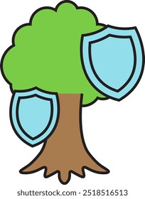 Esta árvore icônica é protegida por um escudo, um símbolo de proteção e sustentabilidade. Vamos preservá-lo para um futuro mais verde e saudável.