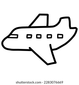 This is an icon-style line drawing of an airplane looking sideways. White areas are transparent.