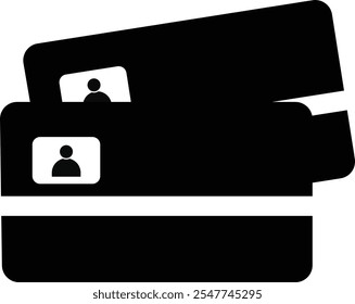 Este é um ícone de cartão de identificação com variação de cor em preto e branco