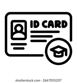Este ícono de tarjeta de identificación es adecuado para la universidad, escuela, Educación, etc.