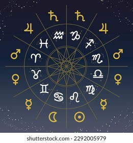 This is an illustration of the 12 signs of the zodiac and their ruling star signs