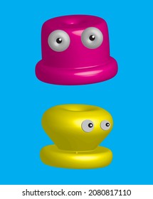 This illustration is a 3D hat and chess character that can be used for children's content and can also be used as an animation in the form of a doll because we added eyes in the illustration. 