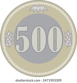 This is an illustration of the 500-yen coin (Japanese yen coin) Color