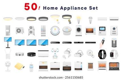 This is an illustration of a 50-piece household appliance set.