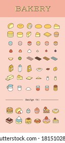 This is an illustration about bakery and ingredients. These illustrations can be combined into new works.
