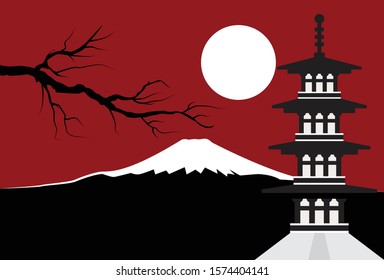 This is an illustration about Japan. This picture is very beautiful and elegant. papers for seasonal holiday leaflets, greetings and invitations, themes and happy cards. Vector illustration.