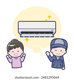 This is an illustration of air conditioner cleaning_clean, new.