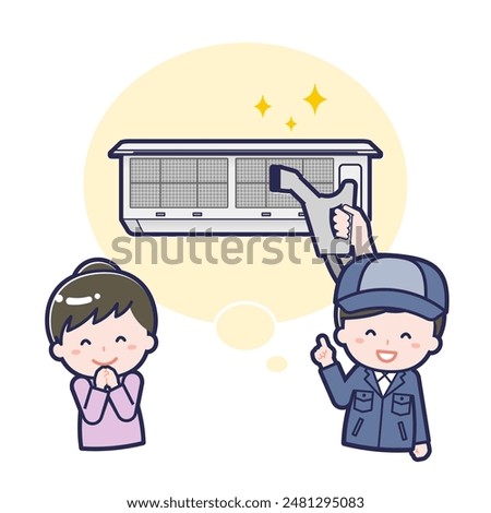 This is an illustration of air conditioner cleaning_filter, cleaning.