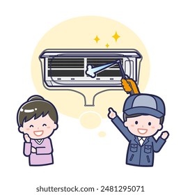 This is an illustration of air conditioner cleaning_fin, cleaning.