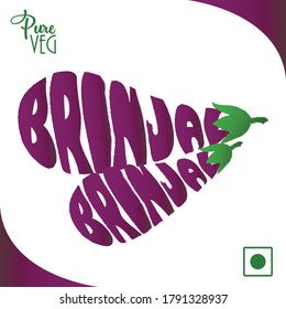 This illustration is all about typographic design in the shape of Brinjal.