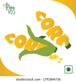 This illustration is all about typographic design in the shape of Corn vegetable.