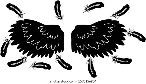 This is a illustration of Angel wings of feathers fluttering 