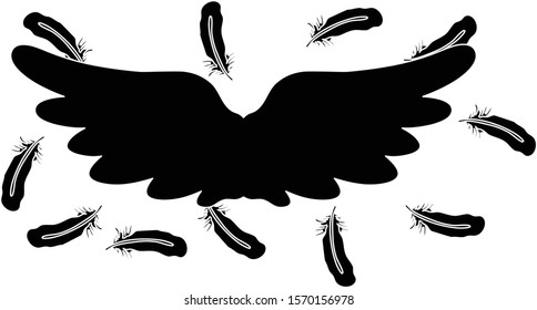 This is a illustration of Angel wings of feathers fluttering 
