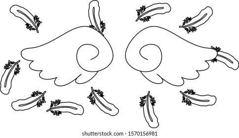 This is a illustration of Angel wings of feathers fluttering 