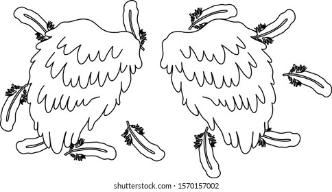 This is a illustration of Angel wings of feathers fluttering 