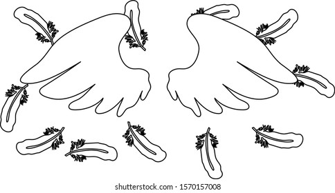 This is a illustration of Angel wings of feathers fluttering 