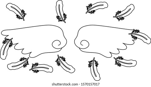 This is a illustration of Angel wings of feathers fluttering 