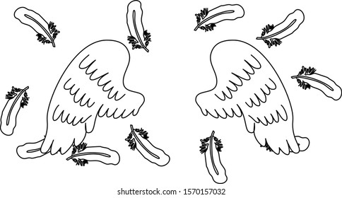 This is a illustration of Angel wings of feathers fluttering 