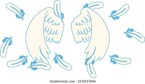 This is a illustration of Angel wings of feathers fluttering 