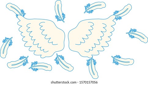 This is a illustration of Angel wings of feathers fluttering 