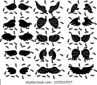 This is a illustration of Angel wings of feathers fluttering 