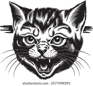 This is an illustration of a angry cat facing Illustration vector