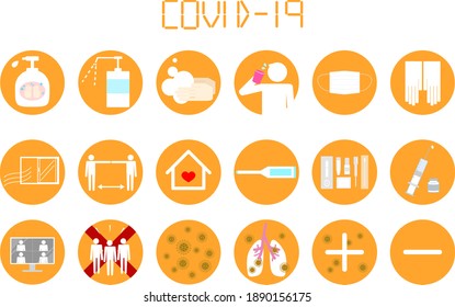 This is an illustration of an anti-coronavirus icon set.