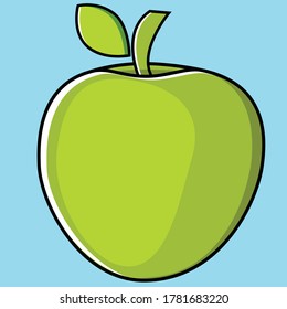 Esta es una ilustración color vectorial de manzana y contorno simple fresco 