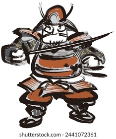 This is an illustration of an armored warrior holding a sword.