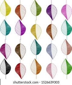 This is an illustration with autumn leaves of different colors