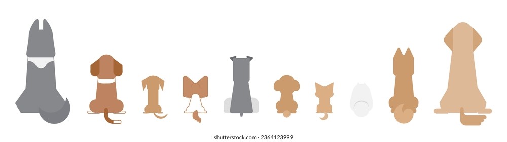 This is an illustration of the back view of a cute dog sitting.