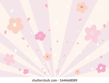 This is an illustration of the background created with spread lines and spring flowers. Vector image.