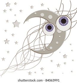 This is illustration if  background with the new moon and the stars