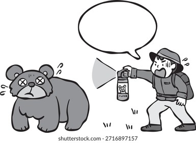 Esta é uma ilustração de um urso encontrando um humano.