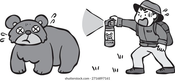 This is an illustration of a bear encountering a human.