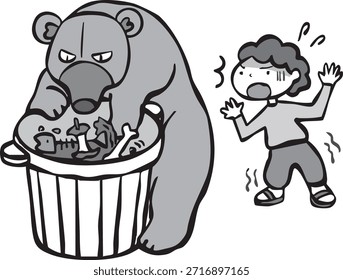 This is an illustration of a bear encountering a human.