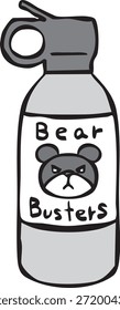 Esta é uma ilustração do repelente de urso, que é usado para assustar animais selvagens ao escalar montanhas.
