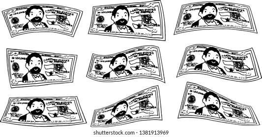 This is an illustration of a bent $ 50 US banknote.
