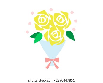 This is an illustration of a bouquet of simple yellow roses.