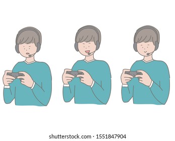This is an illustration of a boy playing video games.