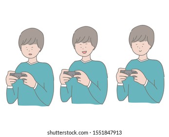 This is an illustration of a boy playing video games.