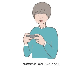This is an illustration of a boy playing video games.