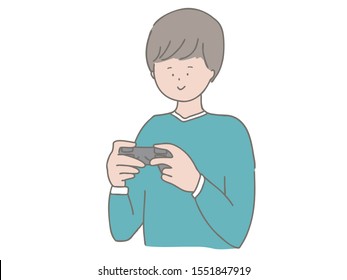 This is an illustration of a boy playing video games.