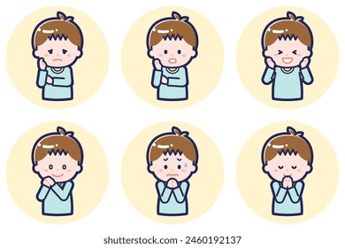 This is an illustration of a boy's pose set.