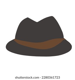 Dies ist eine Illustration eines braunen Hutes mit einer strengen Farbe. Dieser Hut scheint von einem Mann getragen zu werden.